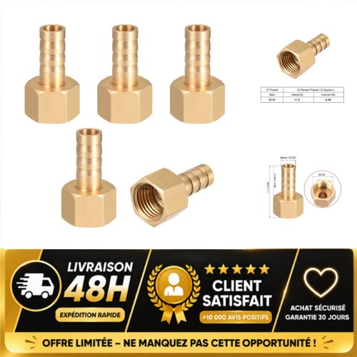 Raccord cannelé laiton 8mm
