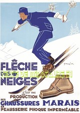 Fleche des Neiges. Chaussure en peau de phoque Marais -1930 ski  - A3 plastifiée