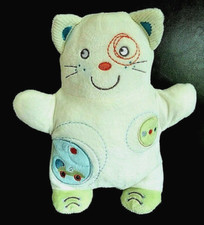 *. DOUDOU PELUCHE NICOTOY CHAT blanc vert bleu orange ronds voiture  ETAT NEUF*