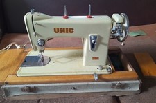 MACHINE A COUDRE ANCIENNE UNIC + MOTEUR LAMPE PEDALE 120V SEWING MACHINE FRANCE