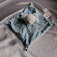 Doudou ours bleu, broderie