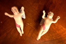 2 Anges angelots porcelaine biscuit polychrome  