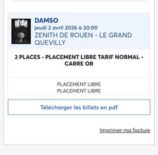 2 Billets Carré OR Concert