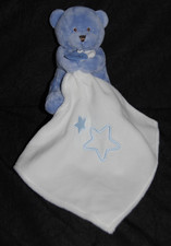 🍀Peluche BABY'NAT BABYNAT BN0388 Doudou Ours Bleu Mouchoir Blanc Brodé Etoile