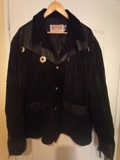 VESTE SCHOTT VINTAGE WERSTERN EN DAIM NOIR ET CUIR  TAILLE 48 (XL)