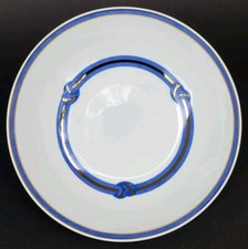 RARE sublime ASSIETTE CREUSE CALOTTE porcelaine CHRISTOFLE décor RUBANEA BLEU OR