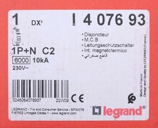 Legrand 4 076 93 Disjoncteur DX³6000 10kA U+N 230V 2A courbe C. 407693 6000 C2