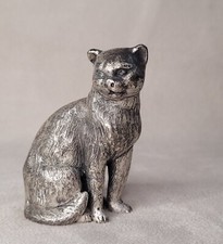 figurine chat  assis en etain