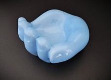 Vide-poches vintage céramique bleu clair signé signature années 1970 style Jouve