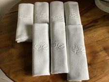 lot 7 serviettes de table lin jacquard blanc vintage