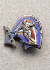 Insigne, broche médaille ski ESF " Flèche de bronze " RARE modèle 1950