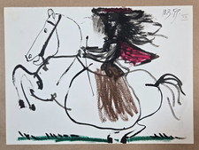 Lithographie couleur d'après Pablo PICASSO : Toros y Toreros. Picador