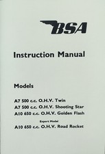 BSA A7 A10 Manuel Shooting Star Road Rocket Plunger S/Arm Motos 1950-57