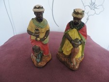 Lot 2 Anciens santons  Devineau Le Mage Balthazar 9 cm T4 crèche Décoration Noêl