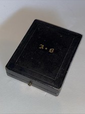 Ancien Ecrin pour Montre à Gousset  32 mm Gainé De Cuir Noir Jewel Case