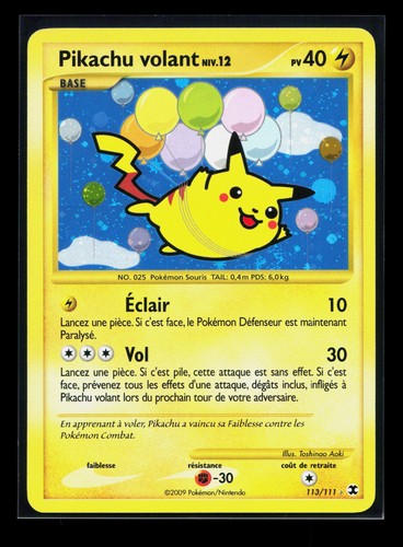 Carte pokémon pikachu - pokémon, volant