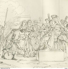 Nicolas Poussin La Continence de Scipion - Gravure originale XIXe