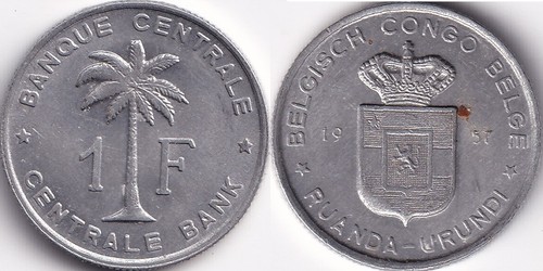 Franc 1957 belgisch congo - 1,