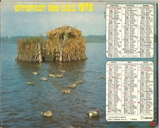 Almanach des PTT 1979. Chasse à la hutte et couple de faisans.