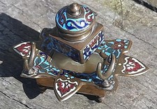ANCIEN ENCRIER ÉMAUX CLOISONNÉS NAPOLÉON III 