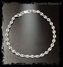 Bracelet Fin Maille Grain De Café Argent Massif 925/1000 Bijoux Femme