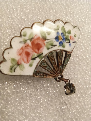 Broche éventail email - Éventail, a