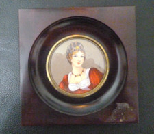 miniature cadre bois FEMME AU DIADEME  SIGNEE garanti sur Iv...E