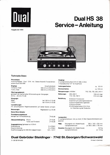 Manuel service pour dual hs - manuel,