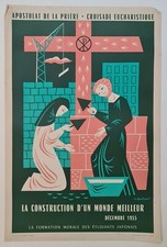 La Construction d'un monde meilleur M. Bouchaud 1955 Affiche Originale Religion	