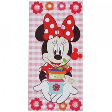 DISNEY serviette drap de bain plage MINNIE 70 x 140 cm fleurs carreaux NEUVE