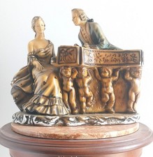 Charment Groupe  Art Déco  en plâtre " LA COUR  " A. SANTINI  1910-1975 Italie.