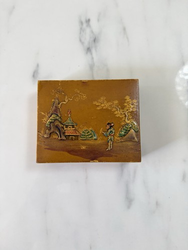 Ancienne boite laque ocre - ancienne,