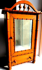 SUPERBE, armoire à glace 1900, jouet bois, bambou, meuble de poupée, H: 65 cm