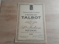 étiquette vin chateau Talbot 1959 Saint Julien Médoc wine label wein etikett