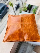 Pouf Marocain En Cuir De Chèvre Authentique Fait Main Vintage