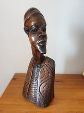 Grande sculpture africaine en bois d'ébène 16x12x42 cm