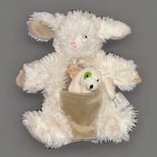 Doudou marionnette lapin écru
