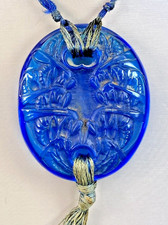 RENE LALIQUE RARE Pendentif Guêpes Verre Bleu électrique Art Déco 1920 No Vase