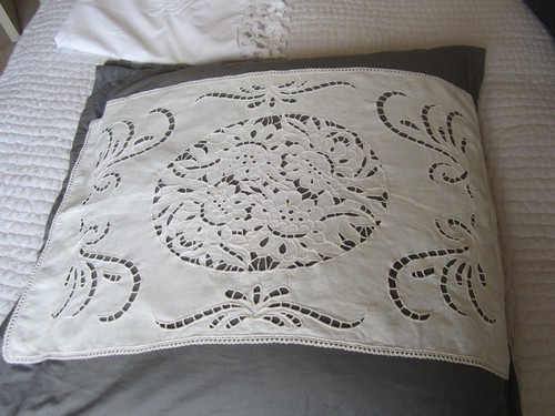 Napperon lin blanc broderies - napperon,