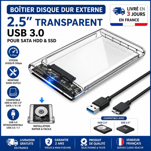 Boitier disque dur externe - disque,