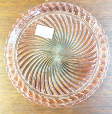 Plat 29cm BACCARAT rose modèle Bambou début XXème Cristal 14MAG 27/09