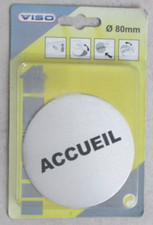 Plaque de signalisation VISO "Accueil" en aluminium, bande autocollante ø 80 mm