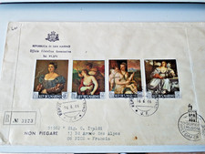 enveloppe 1er jour République de San Marin 1966 4 timbres tableaux