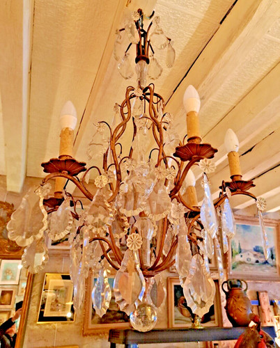 Lustre cage pampilles bronze - lustre,