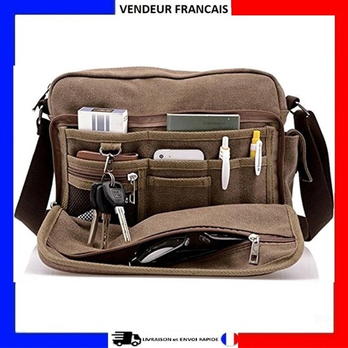 Sac sacoche toile bandoulière - toile,
