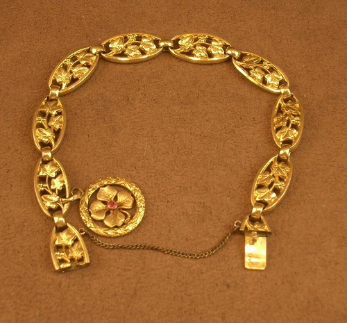 Bracelet ancien plaque - ancien, or