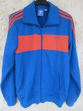 Veste ADIDAS rétro vintage TREFOIL jacket bleu orange giacca felpa L