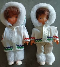 Vintage: Lot de 2 poupées Glady Fille & Garçon Esquimaux Delavennat   C67
