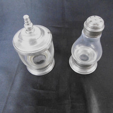 moutardier et saliere en verre et etain