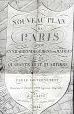Carte ancienne. Nouveau plan de Paris.  1823. 55 cm x 82 cm